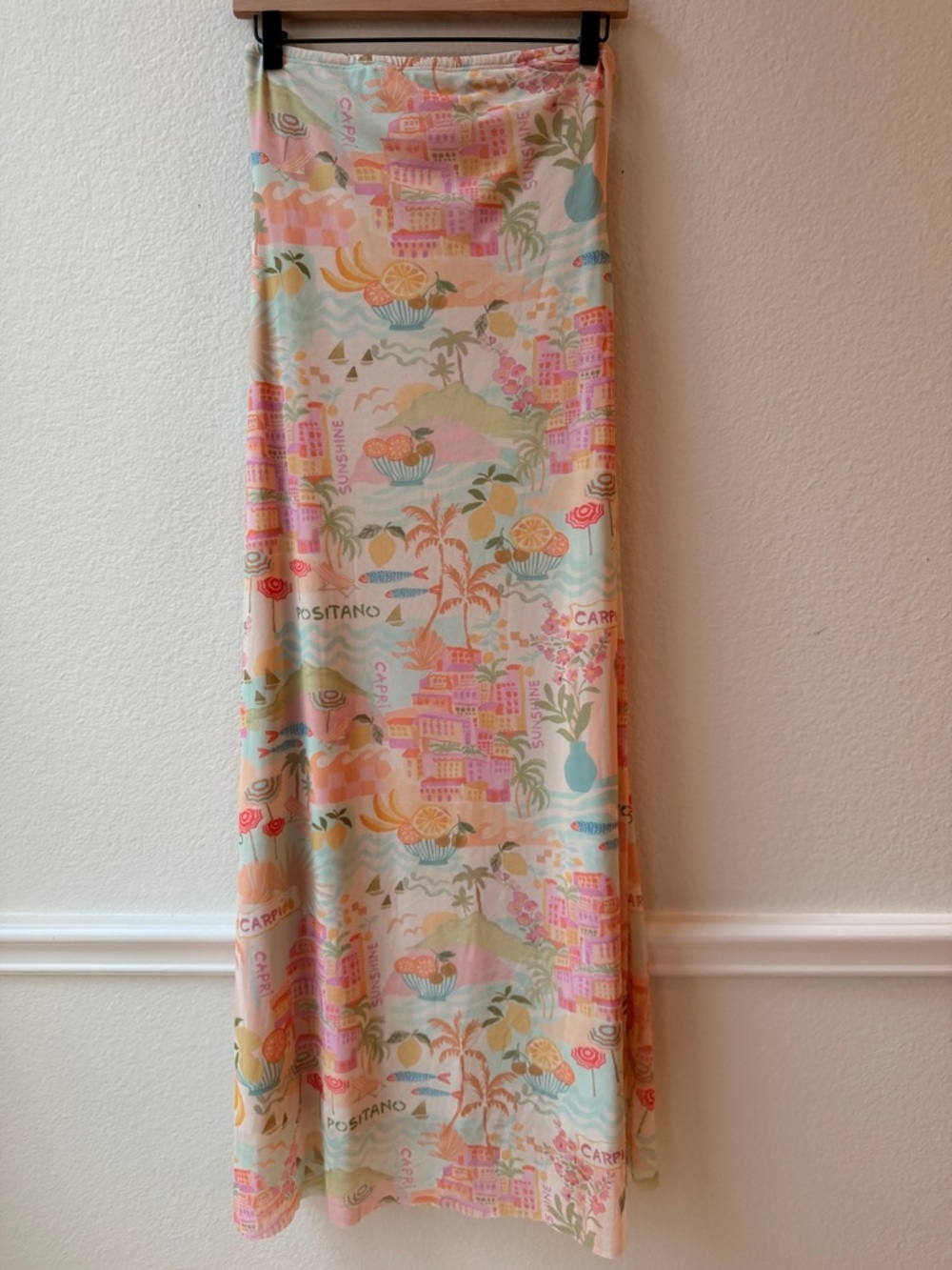 See You Monday Pastel Floral Maxi Skirt Resortwear Coastal Vacation Euro M